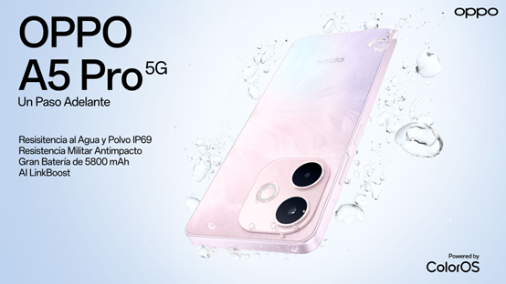 OPPO presenta el nuevo A5 Pro 5G: El smartphone de resistencia total que no se rinde ni en la señal más débil